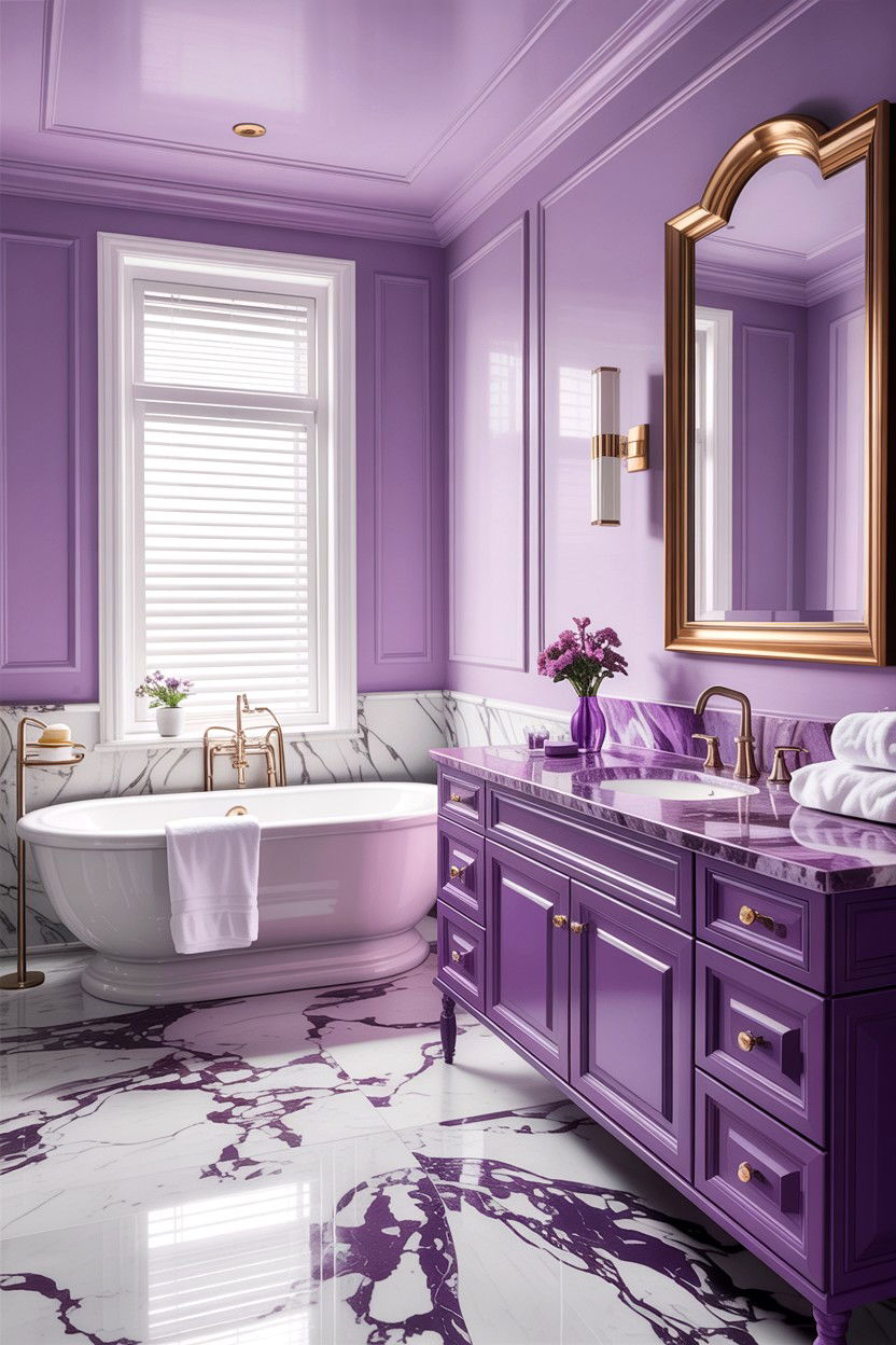 Purple Marble Bathroom - 30 colorful bathroom ideas