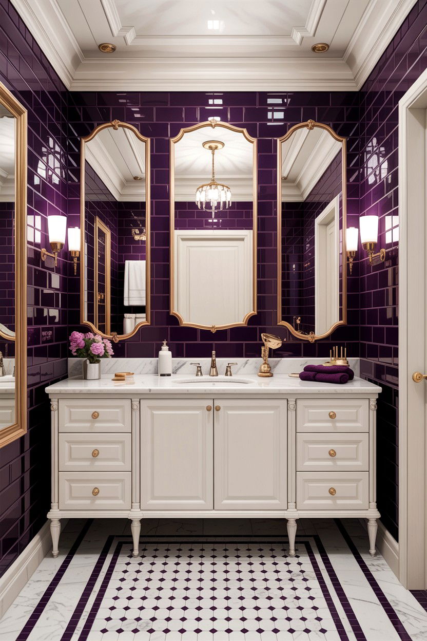 Purple Tile White Grout - 30 contrasting grout bathroom ideas