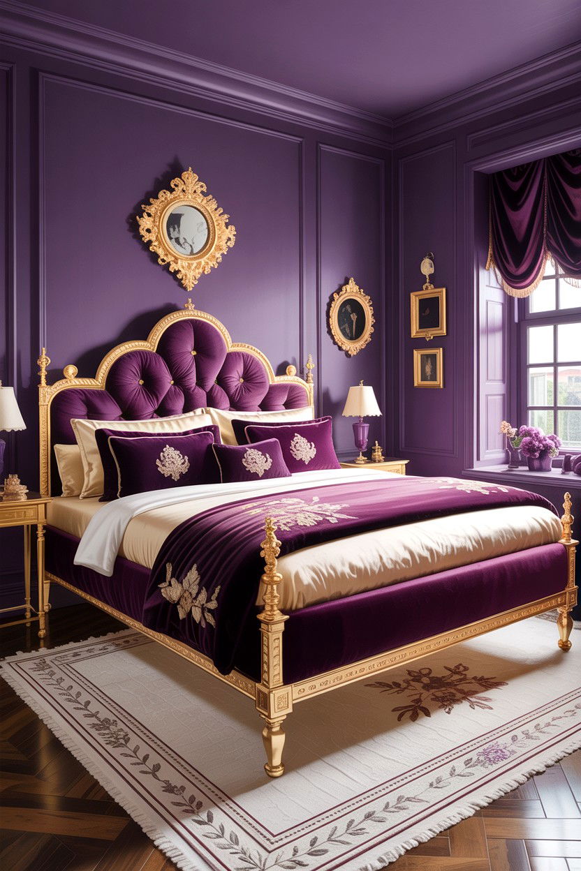 Purple and gold bedroom - 30 colorful bedroom ideas