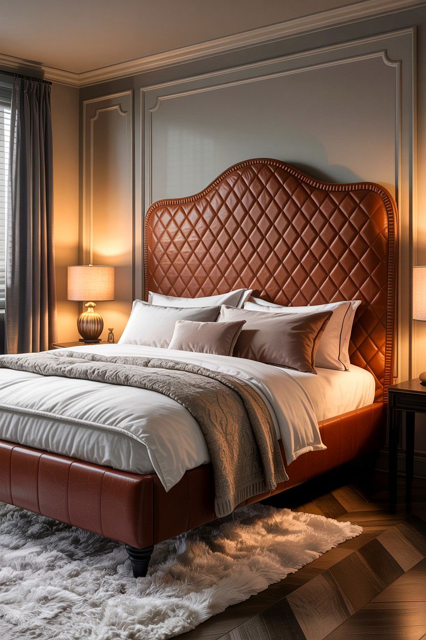 Quilted Leather Headboard - 30 bedroom leather headboards