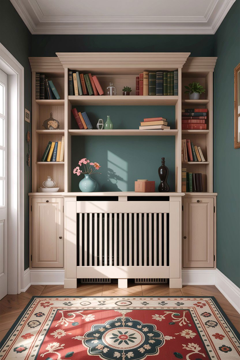 Radiator Cover With Shelving - 30 bedroom secret storage ideas