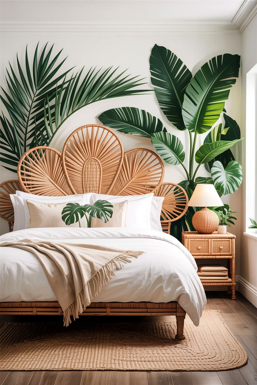 Raffia Headboard - 30 African bedroom ideas