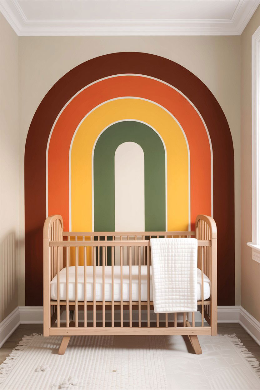Rainbow Nursery Accent Wall - 30 infant bedroom ideas