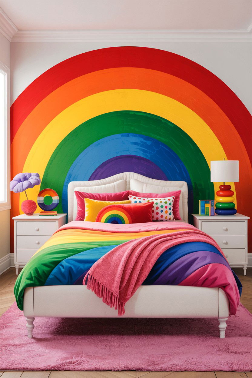 Rainbow Ombre Bedroom Wall - 30 bedroom ombre wall ideas