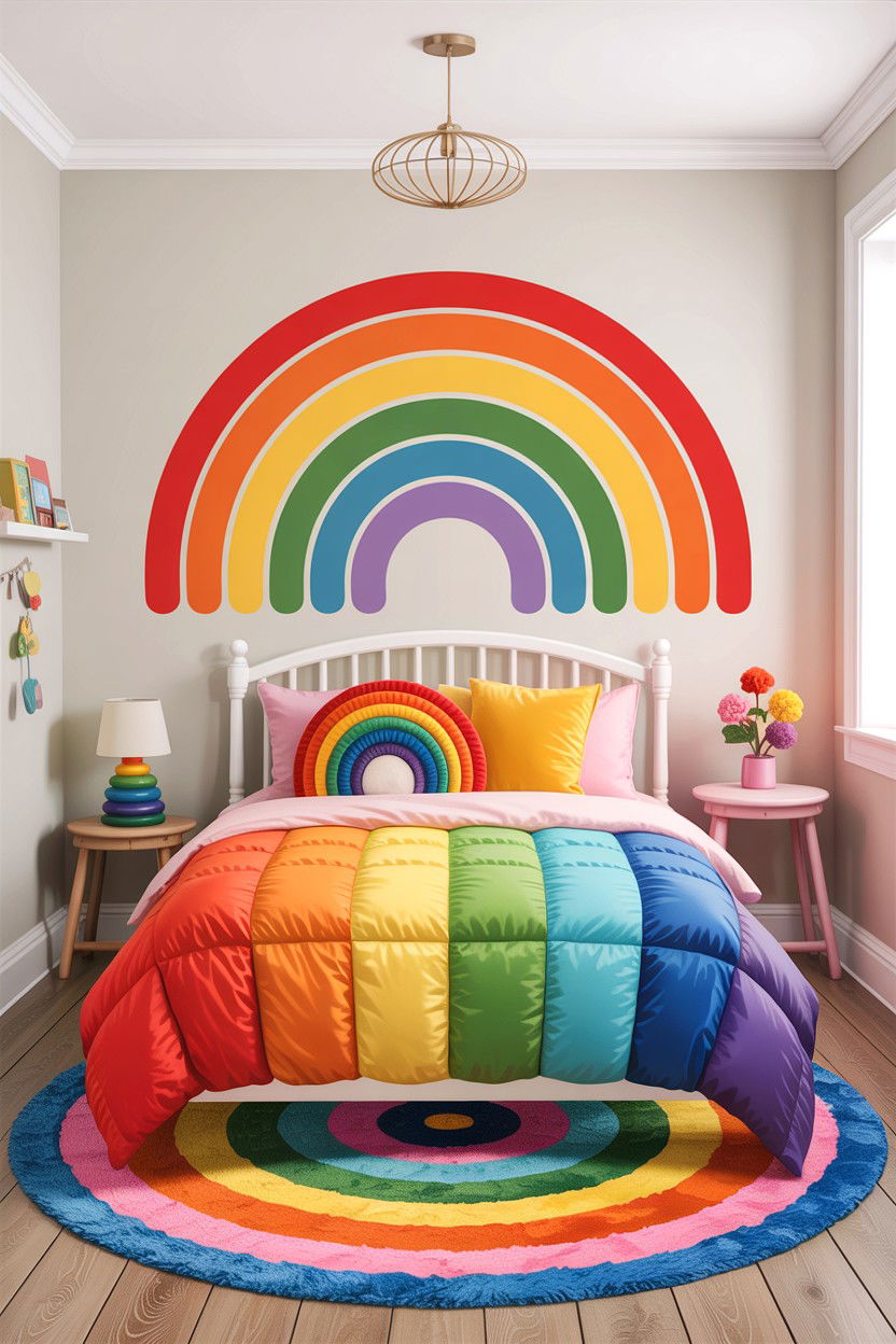 Rainbow Theme Decor - 30 elementary age bedroom ideas