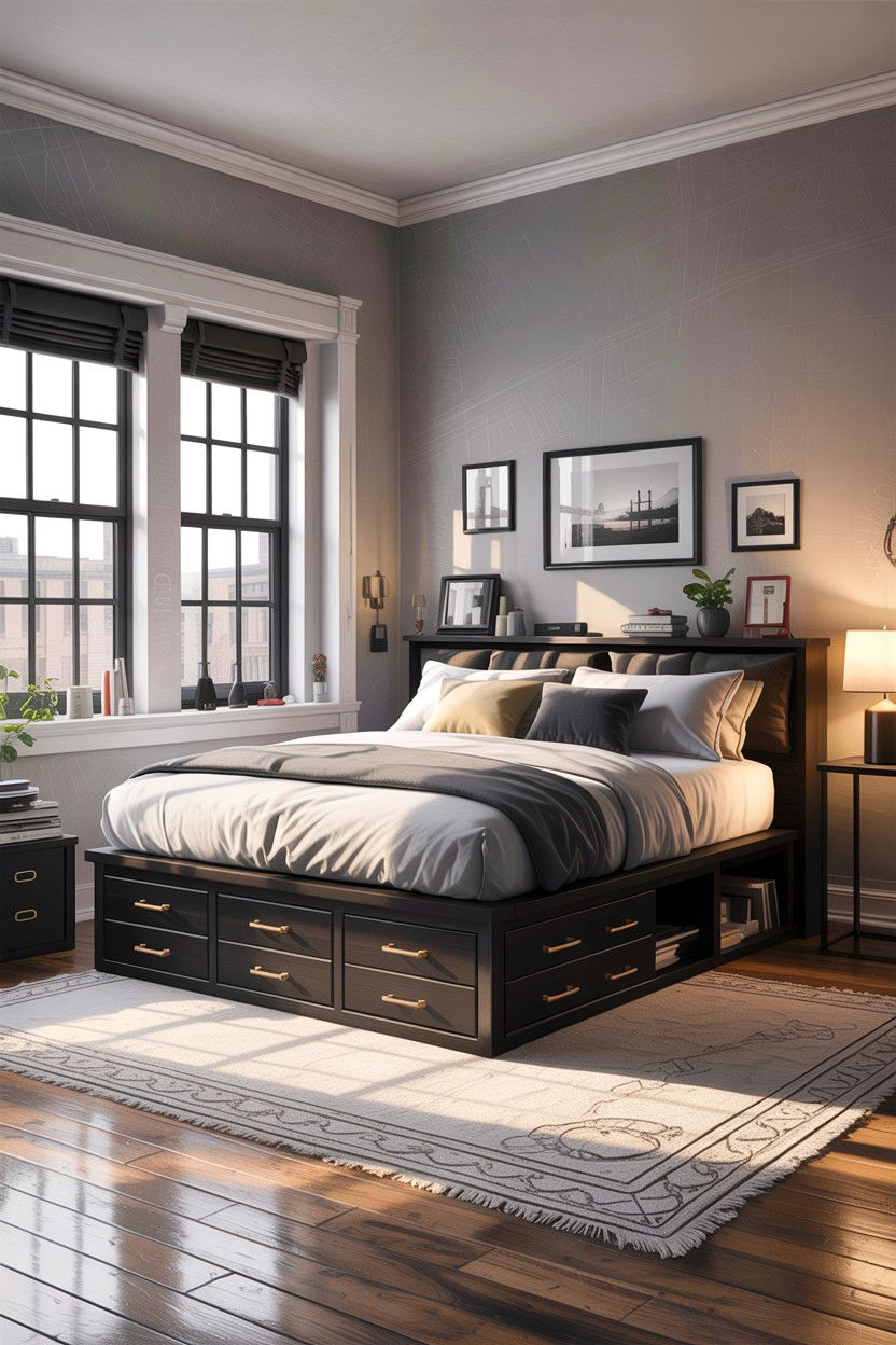 Raised Platform Bed With Drawers - 30 bedroom secret storage ideas