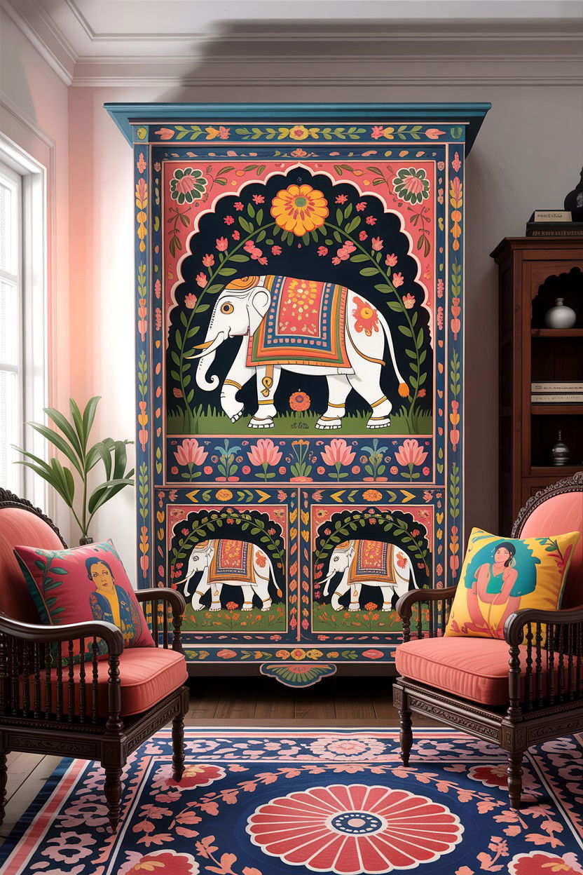 Rajasthani painted cabinet - 30 living room Indian furniture ideas