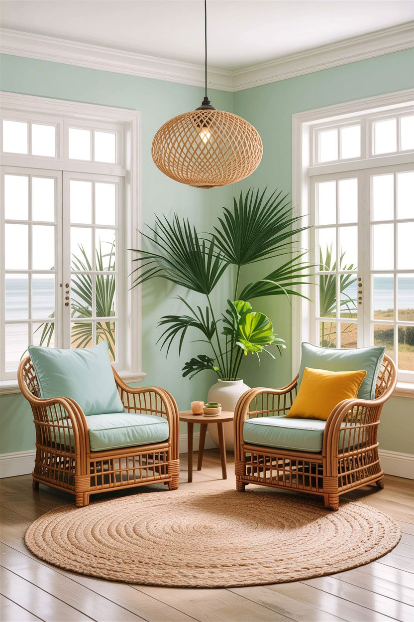 Rattan Coastal Living Room - 30 beach house living room ideas