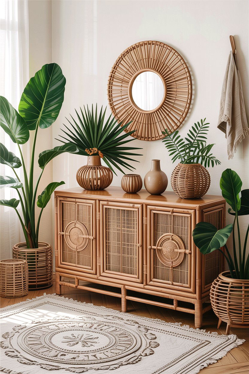 Rattan Door Credenza - 30 living room credenza ideas
