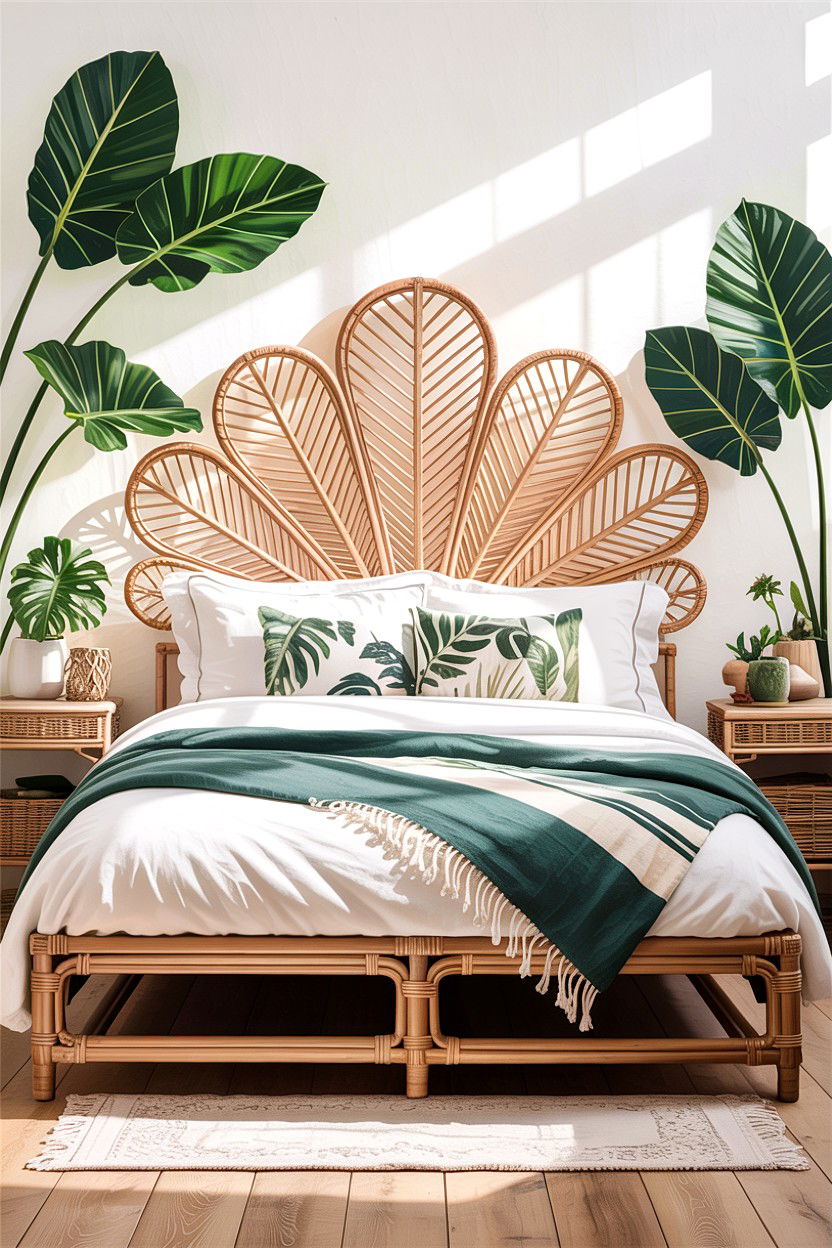 Rattan Headboard - 30 bedroom headboard ideas