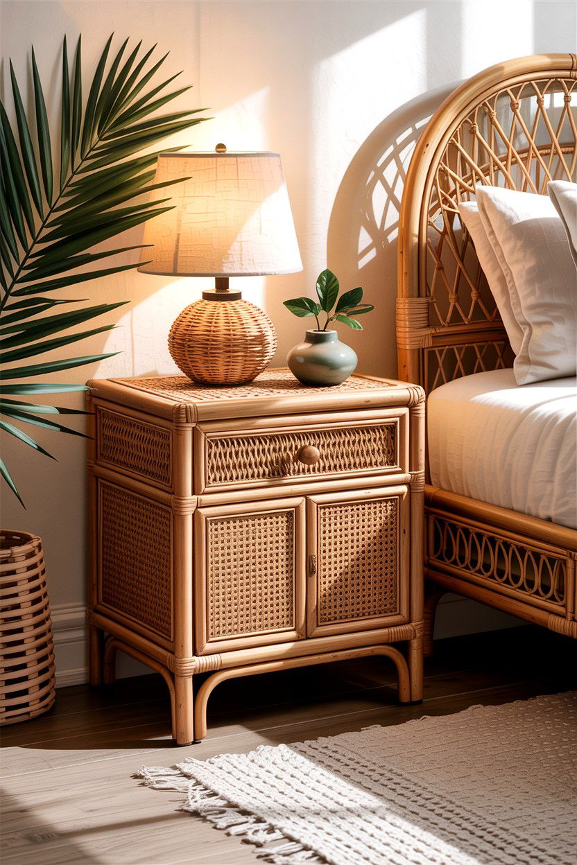Rattan Nightstand - 30 bedroom nightstand ideas