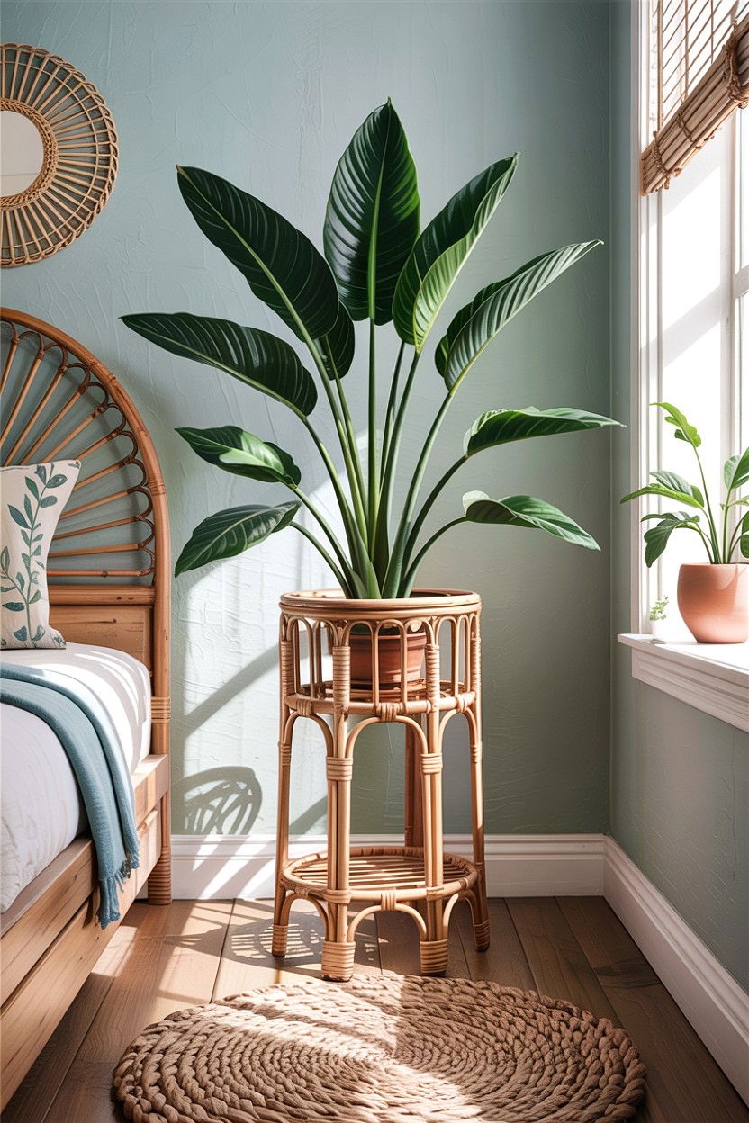 Rattan Plant Stand - 30 bedroom plant stands