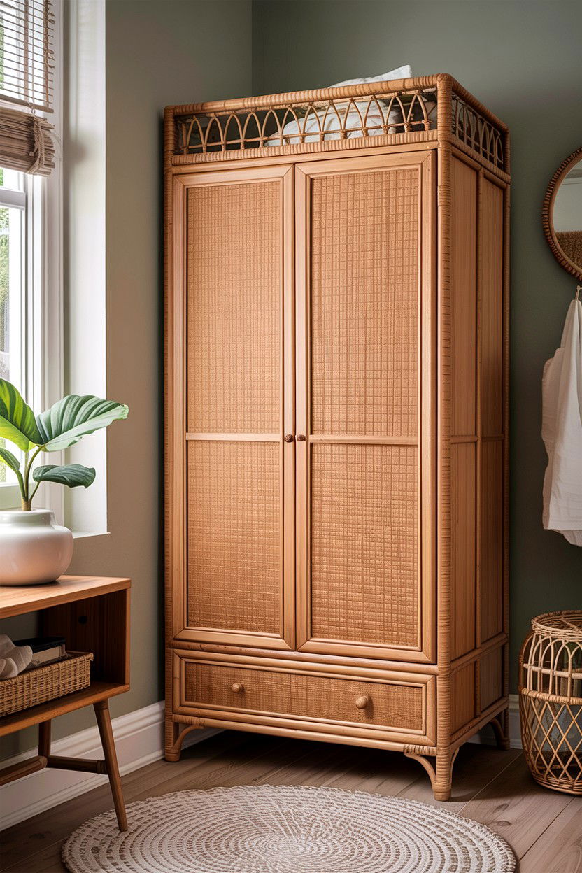 Rattan Wardrobe - 30 bedroom wardrobes
