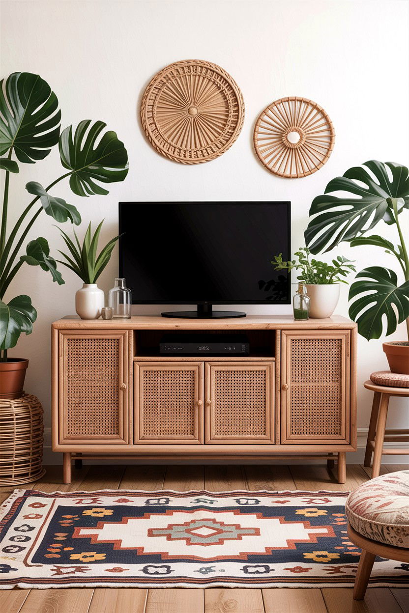 Rattan cabinet doors - 30 DIY living room ideas