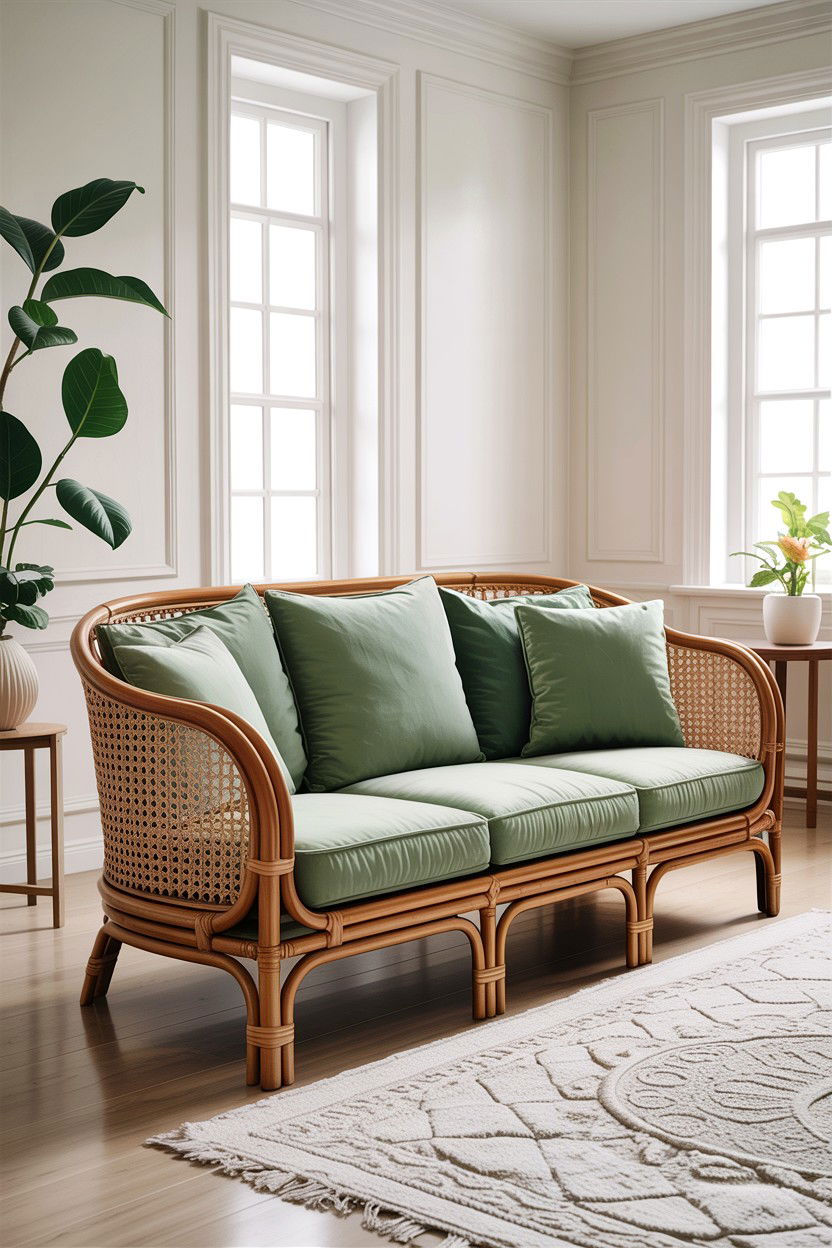 Rattan cane sofa - 30 cane living room ideas