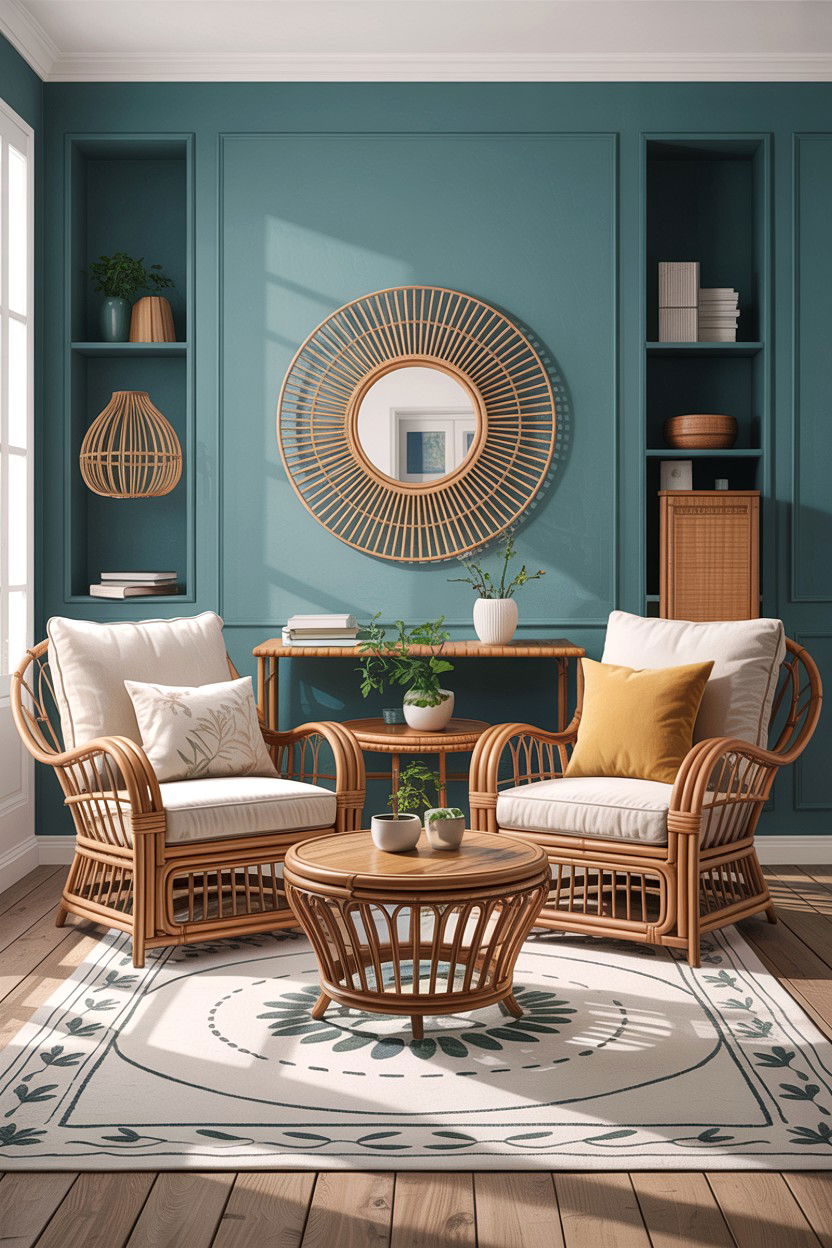 Rattan furniture living room - 30 coastal chic living room ideas