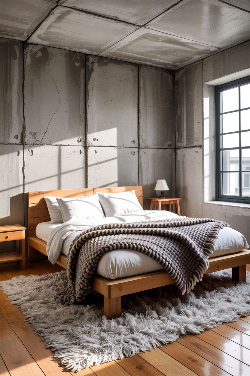 Raw Concrete Bedroom - 30 concrete wall bedroom ideas