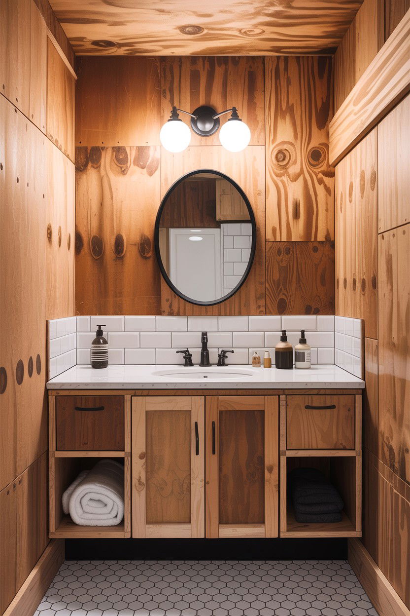 Raw Plywood Bathroom Wall - 30 industrial bathroom ideas