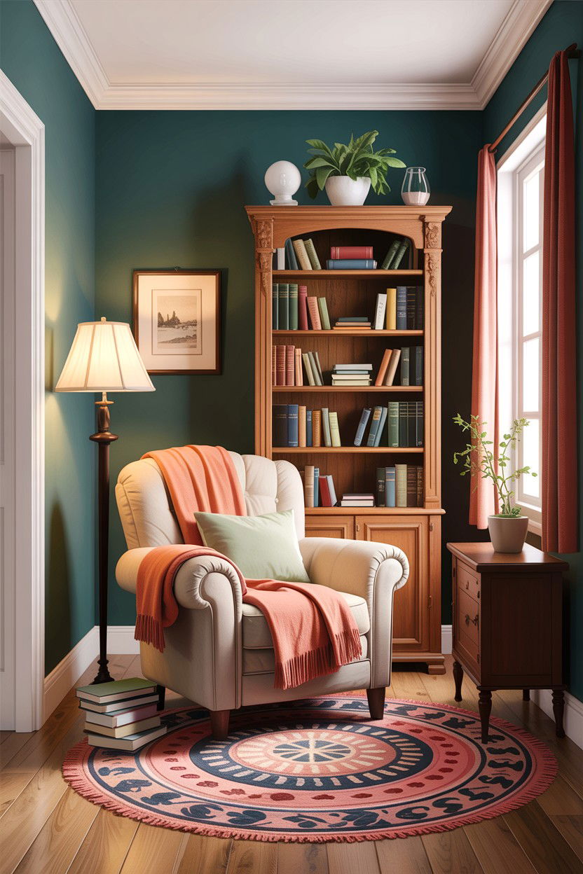 Reading Nook With Bookshelf - 30 cottage core bedroom ideas
