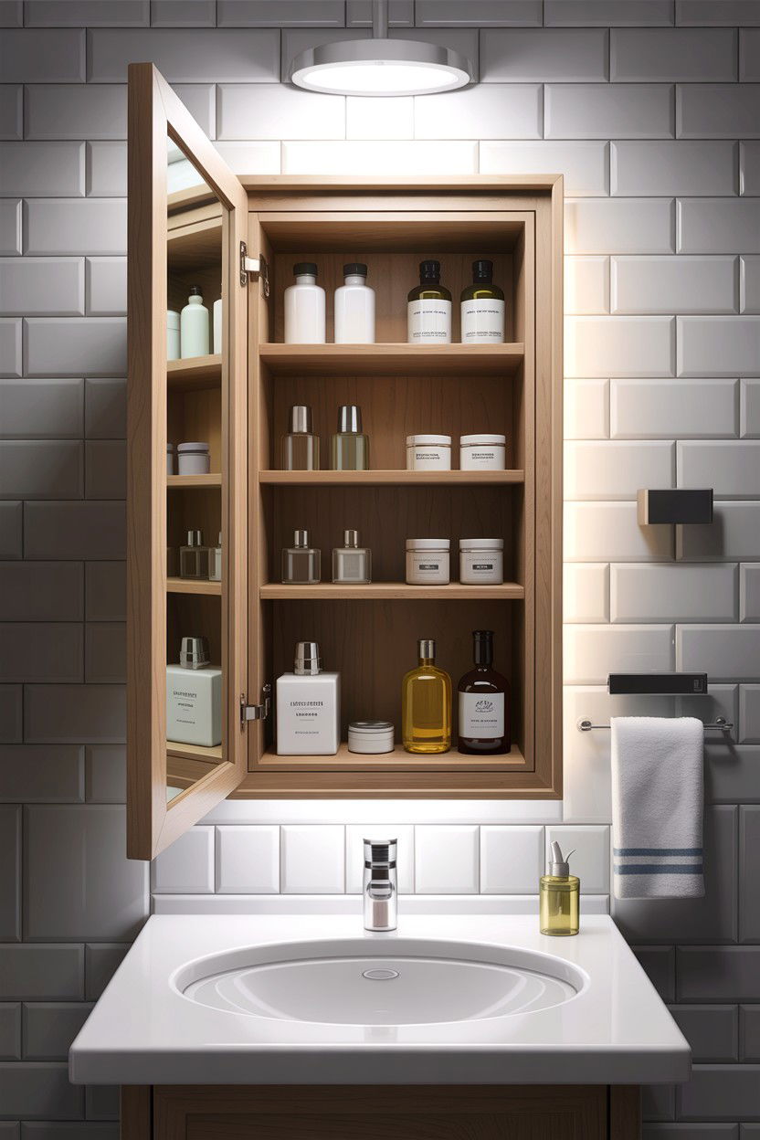 Recessed Medicine Cabinet - 30 bathroom afternoon project ideas