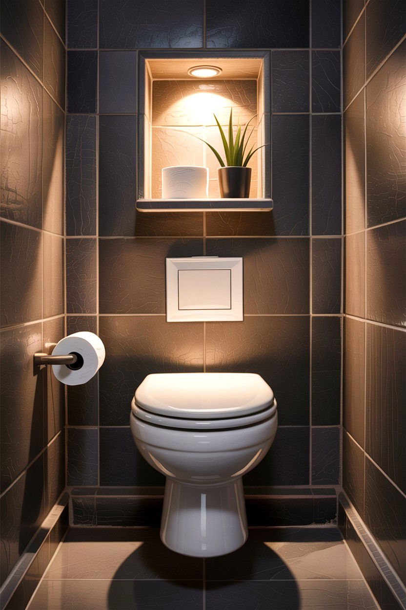 Recessed Toilet Paper Niche - 30 lighted niche bathroom ideas