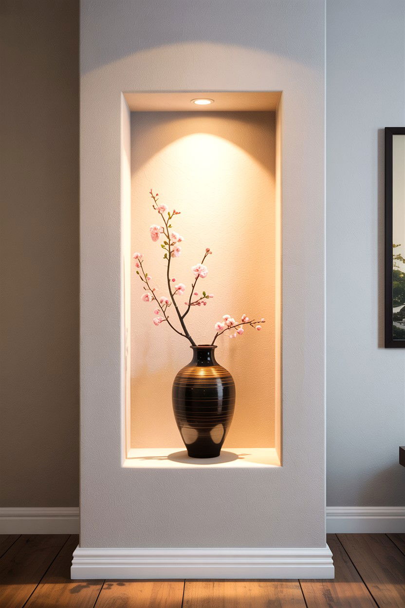 Recessed Wall Niche - 30 living room Japanese furniture ideas