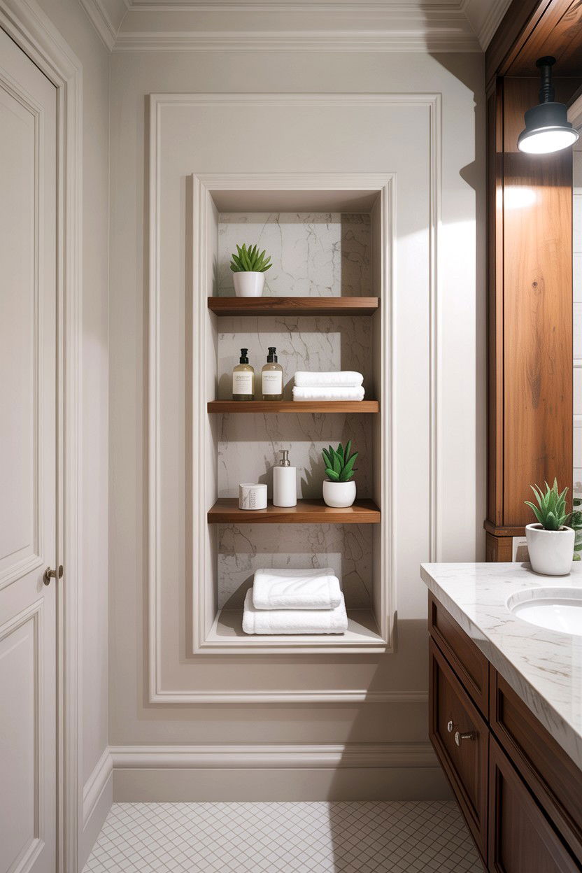 Recessed bathroom shelf - 30 bathroom alcove ideas