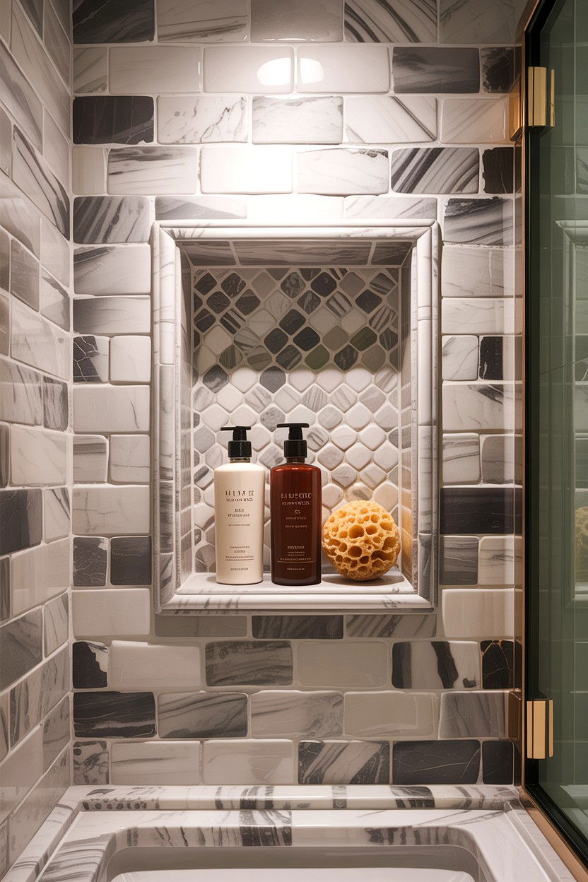 Recessed bathroom wall niche - 30 bathroom closet ideas