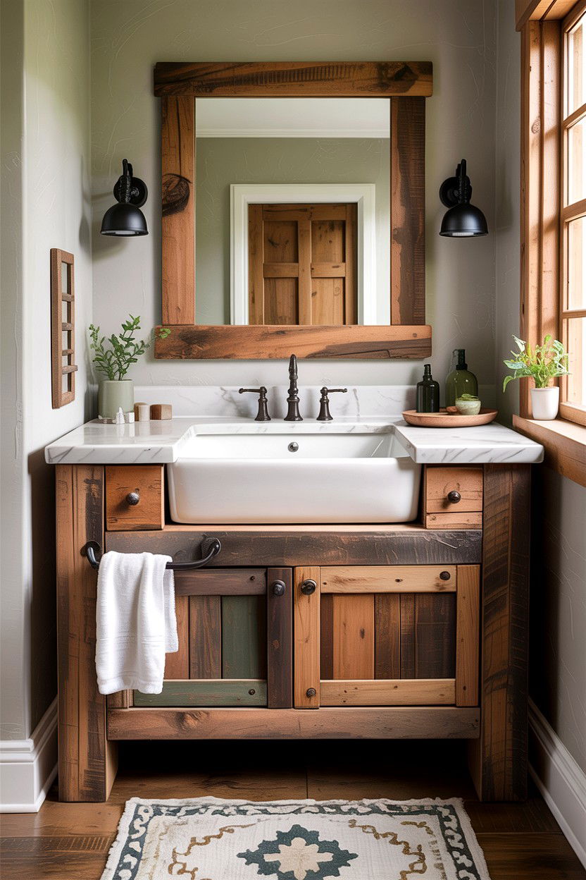 Reclaimed Wood Bathroom Vanity Sink - 30 farmhouse sink bathroom ideas