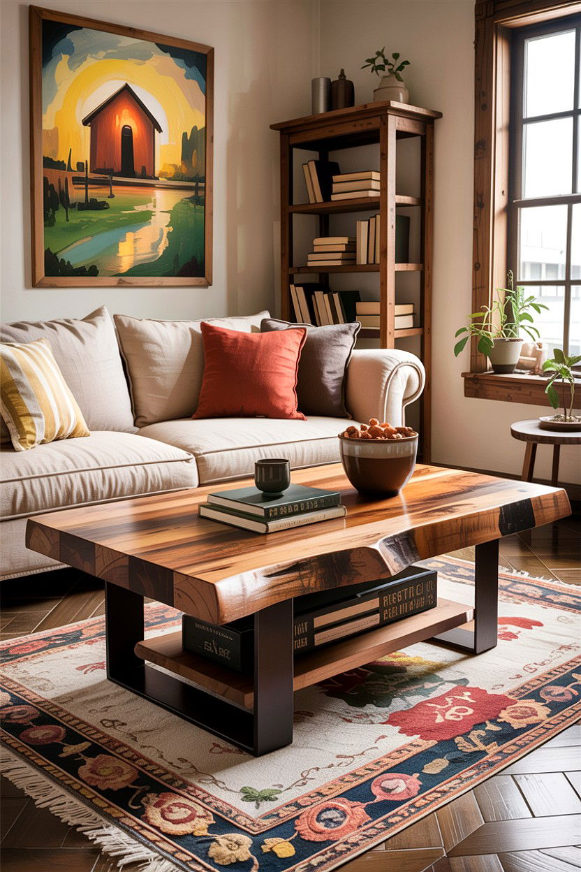 Reclaimed Wood Coffee Table - 30 fixer upper living room ideas