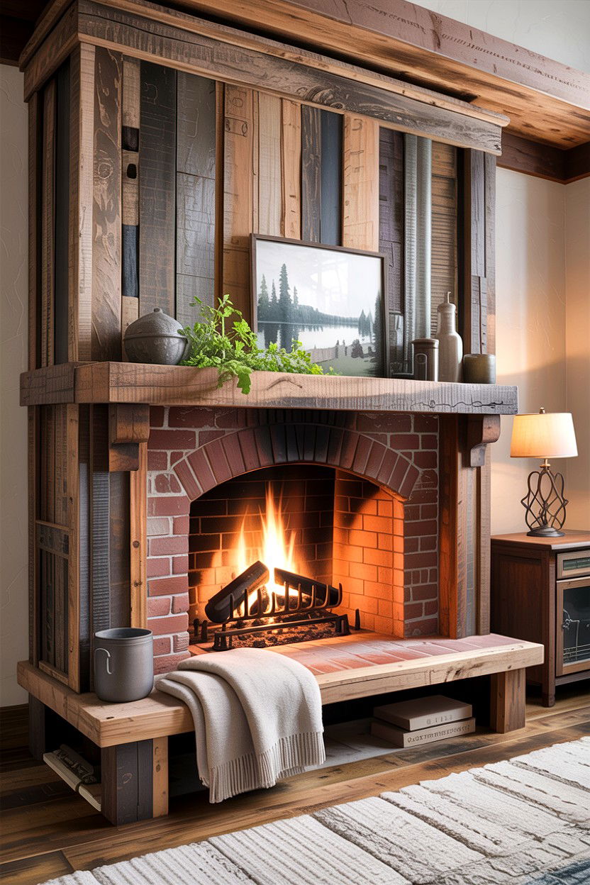 Reclaimed Wood Fireplace - 30 living room fireplace surround ideas