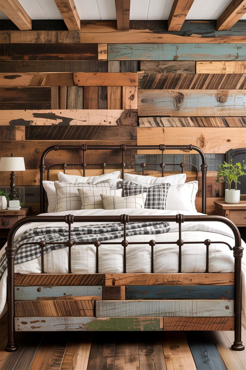 Reclaimed Wood Headboard - 30 bedroom DIY headboard ideas