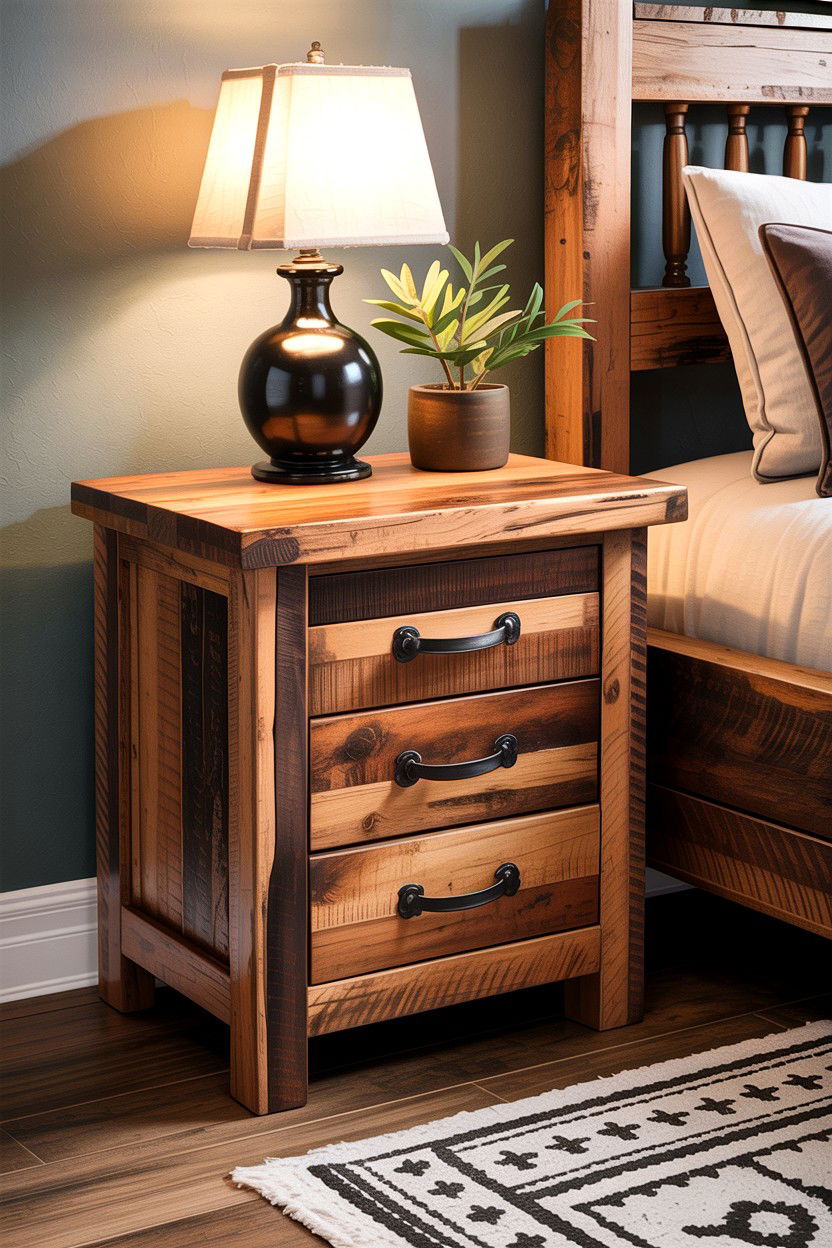 Reclaimed Wood Nightstand - 30 bedroom rustic nightstands