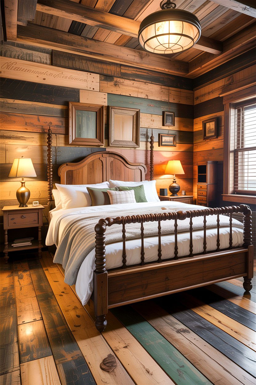 Reclaimed Wood Plank - 30 bedroom flooring ideas