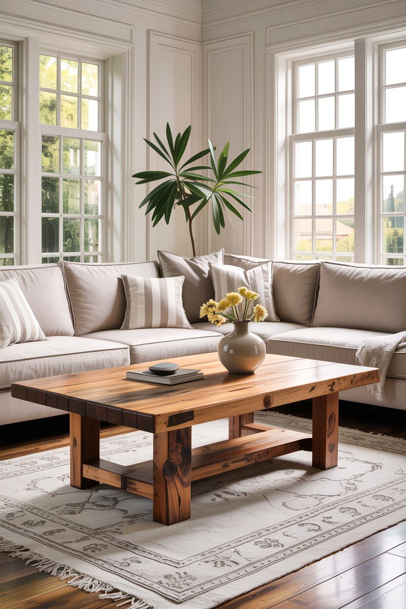 Reclaimed Wood Table - 30 living room designer furniture ideas