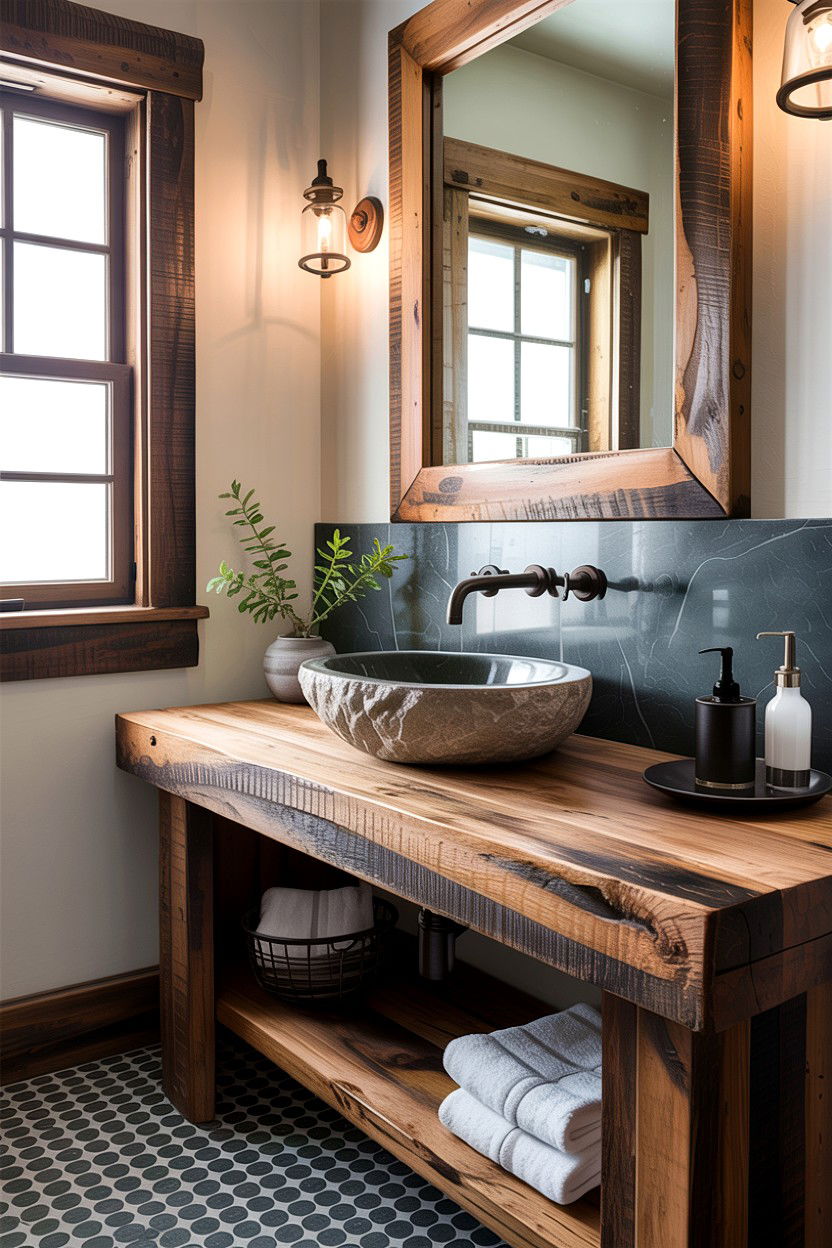 Reclaimed Wood Vanity - 30 industrial bathroom ideas