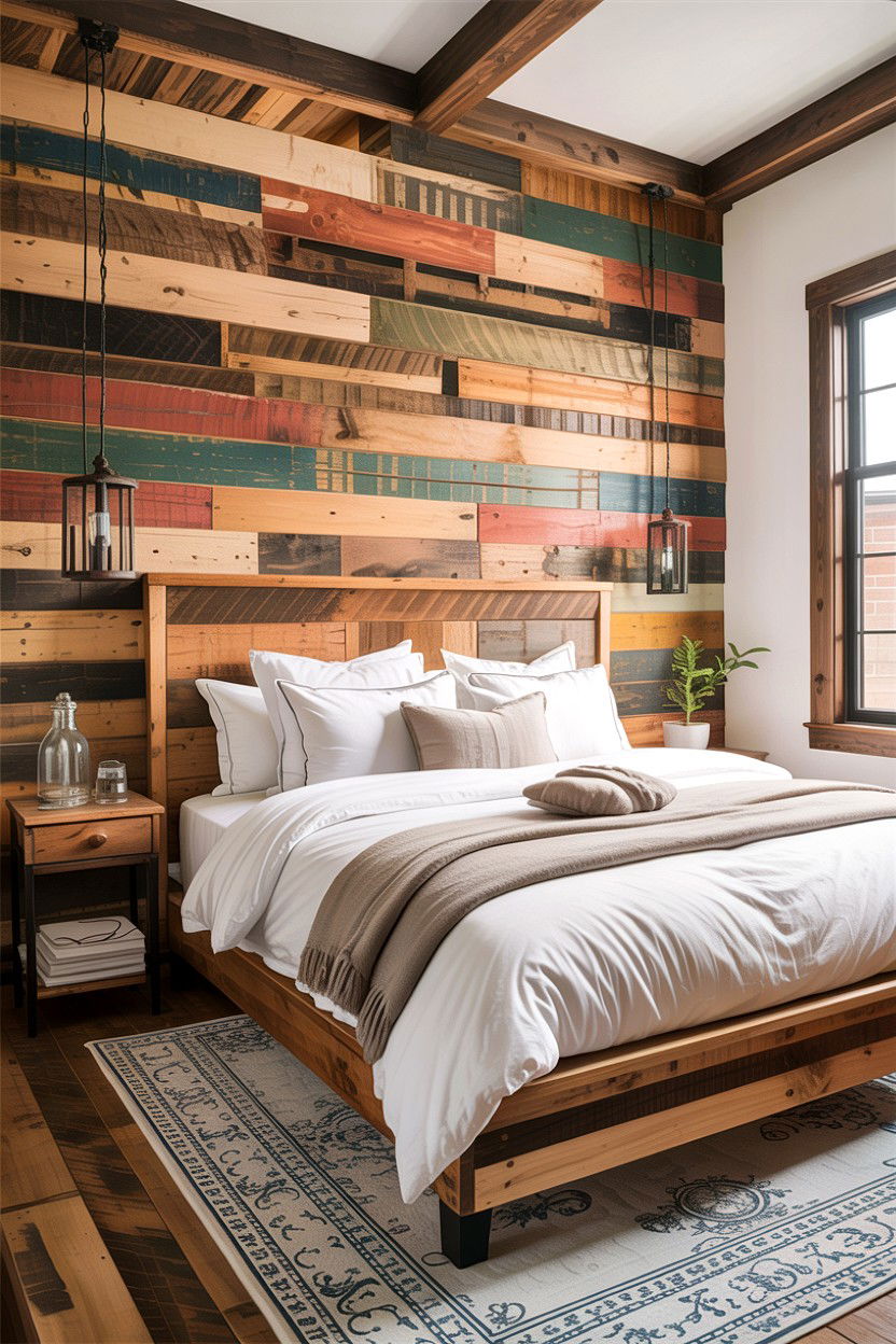 Reclaimed Wood Wall Bedroom - 30 handcrafted bedroom ideas