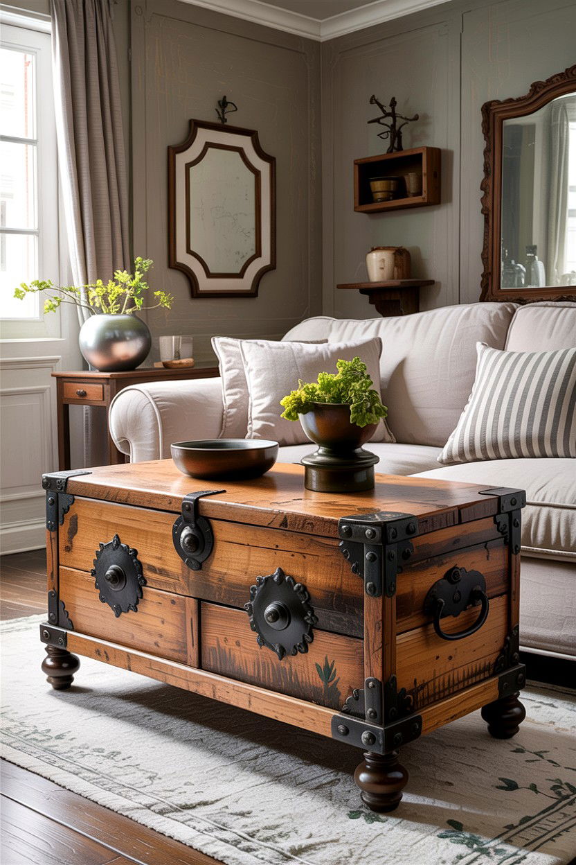 Reclaimed wood chest - 30 living room Provence furniture ideas