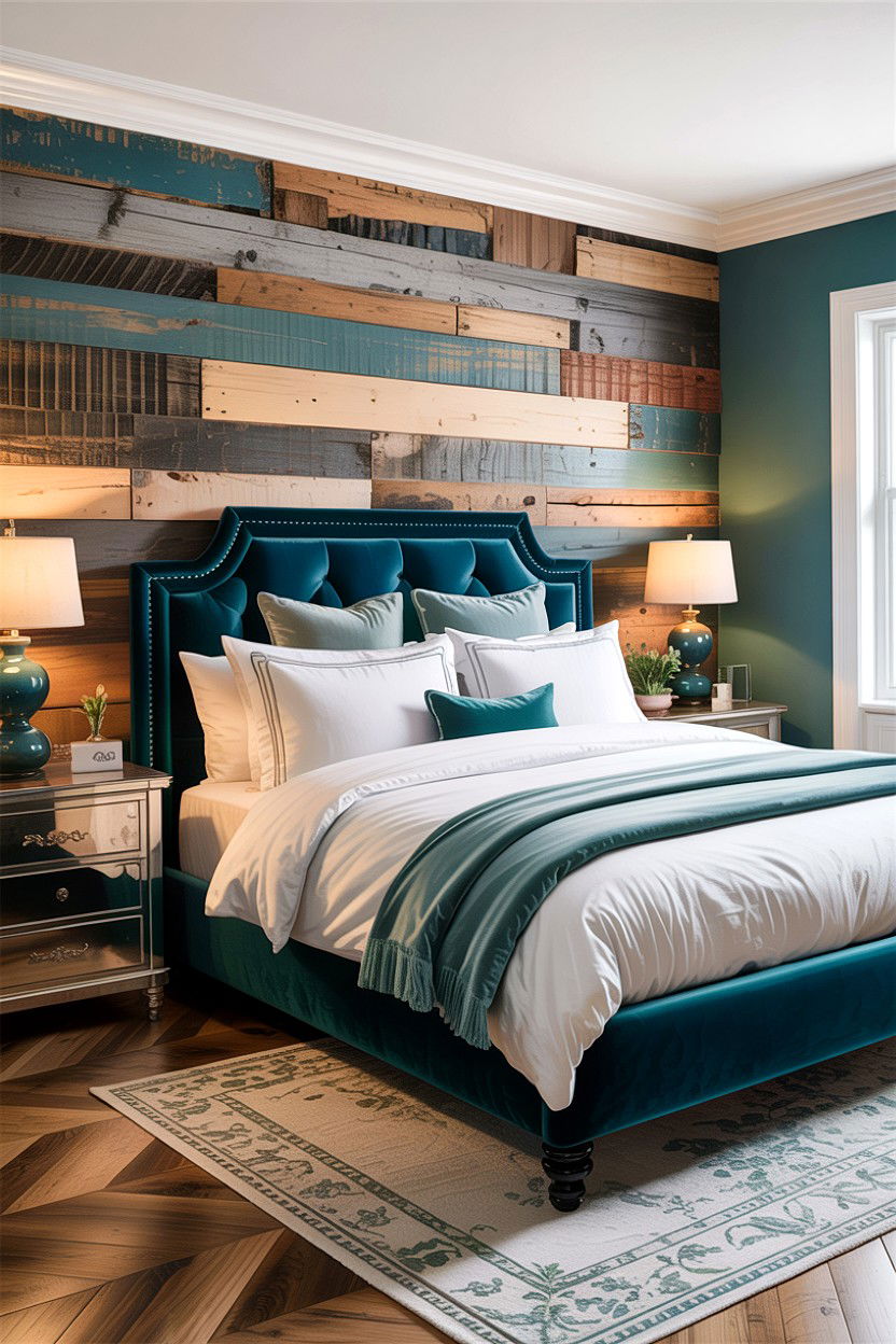 Reclaimed wood teal bedroom - 30 rustic teal bedroom ideas