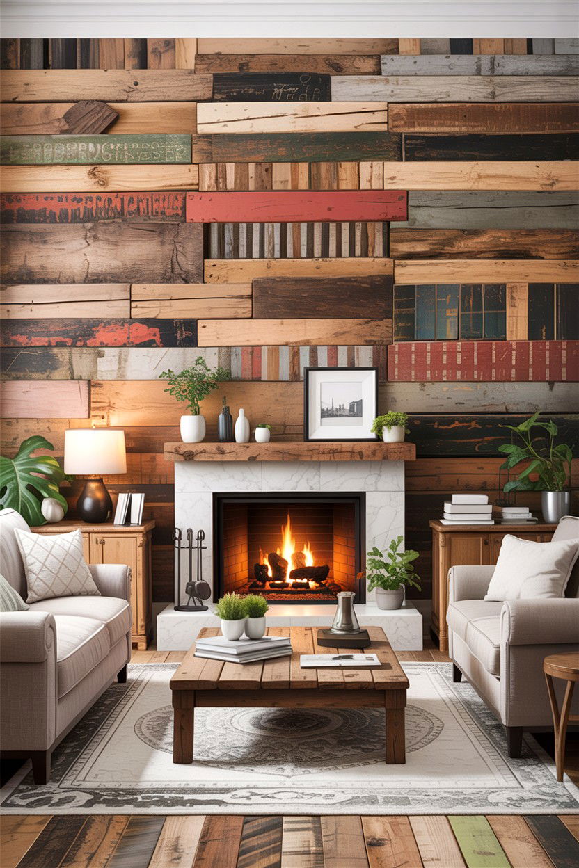 Reclaimed wood wall - 30 handcrafted living room ideas