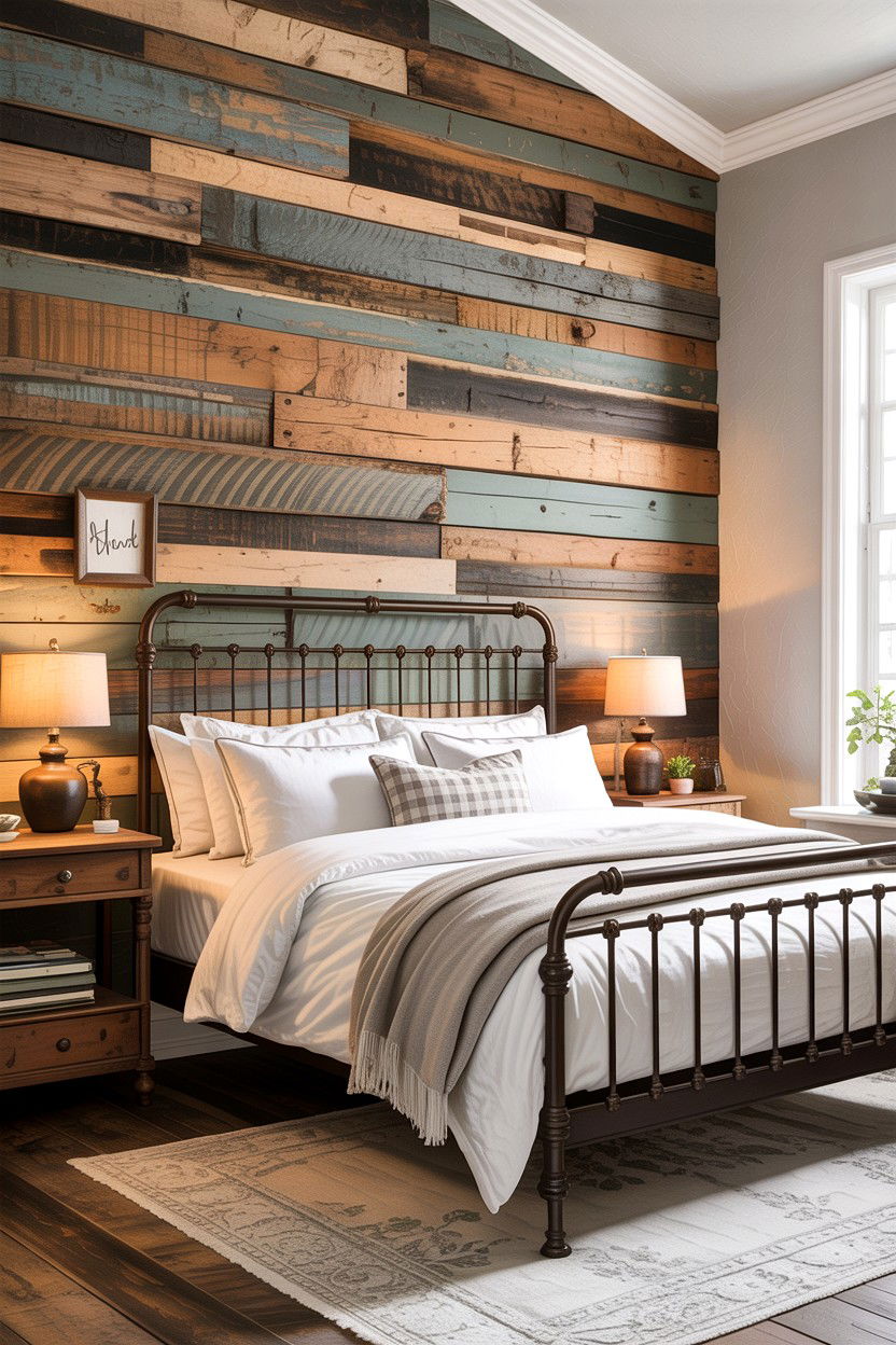 Reclaimed wood wall - 30 bedroom textured walls