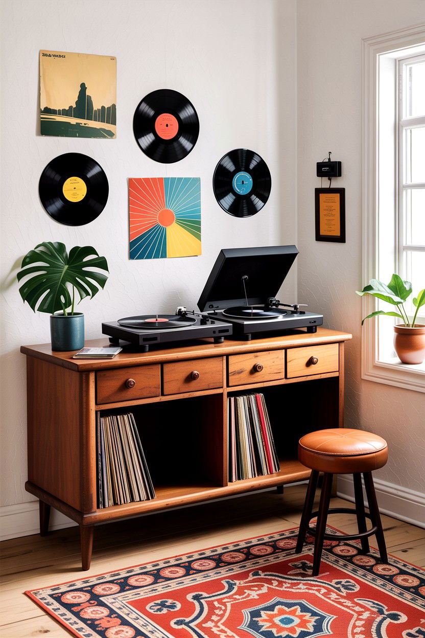 Record Player Station - 30 living room corner ideas