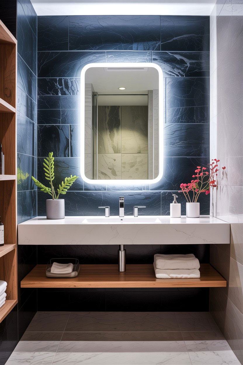 Rectangular backlit mirror - 30 backlit bathroom mirror ideas