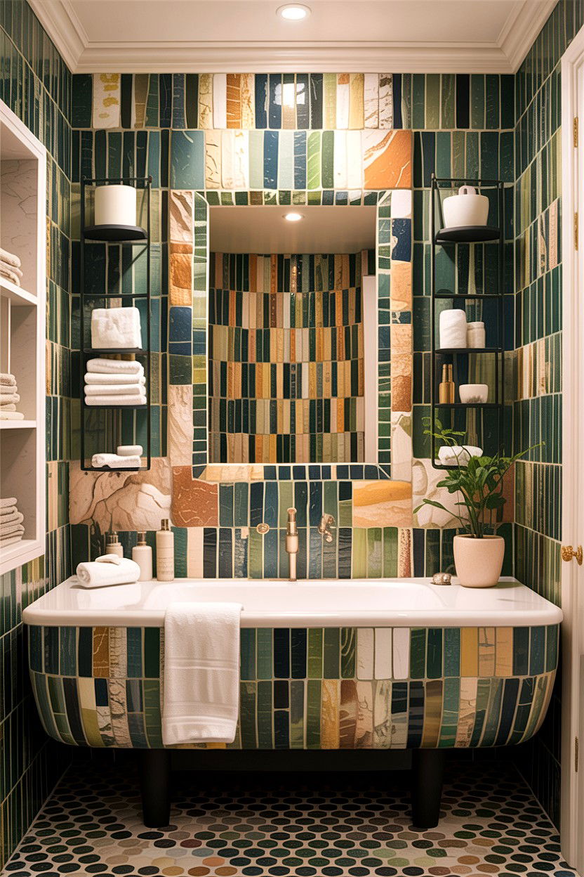 Recycled glass mosaic bathroom - 30 glass mosaic bathroom ideas