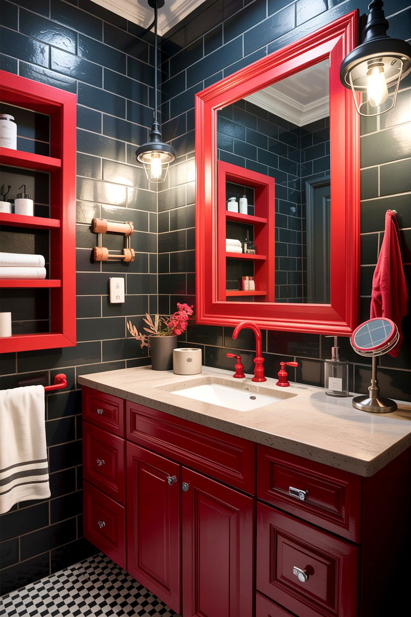 Red Accent Bathroom - 30 colorful bathroom ideas