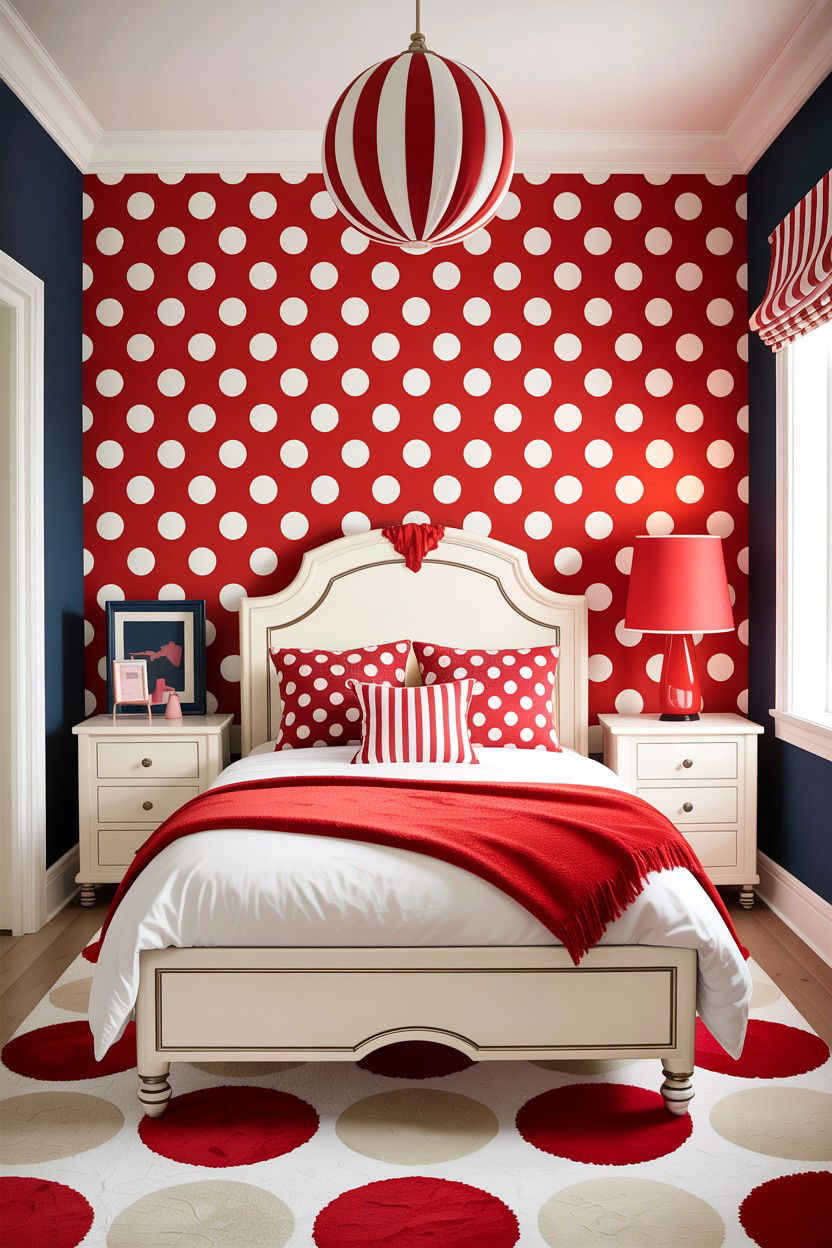 Red And White Polka Dot Bedroom - 30 bedroom polka dot walls