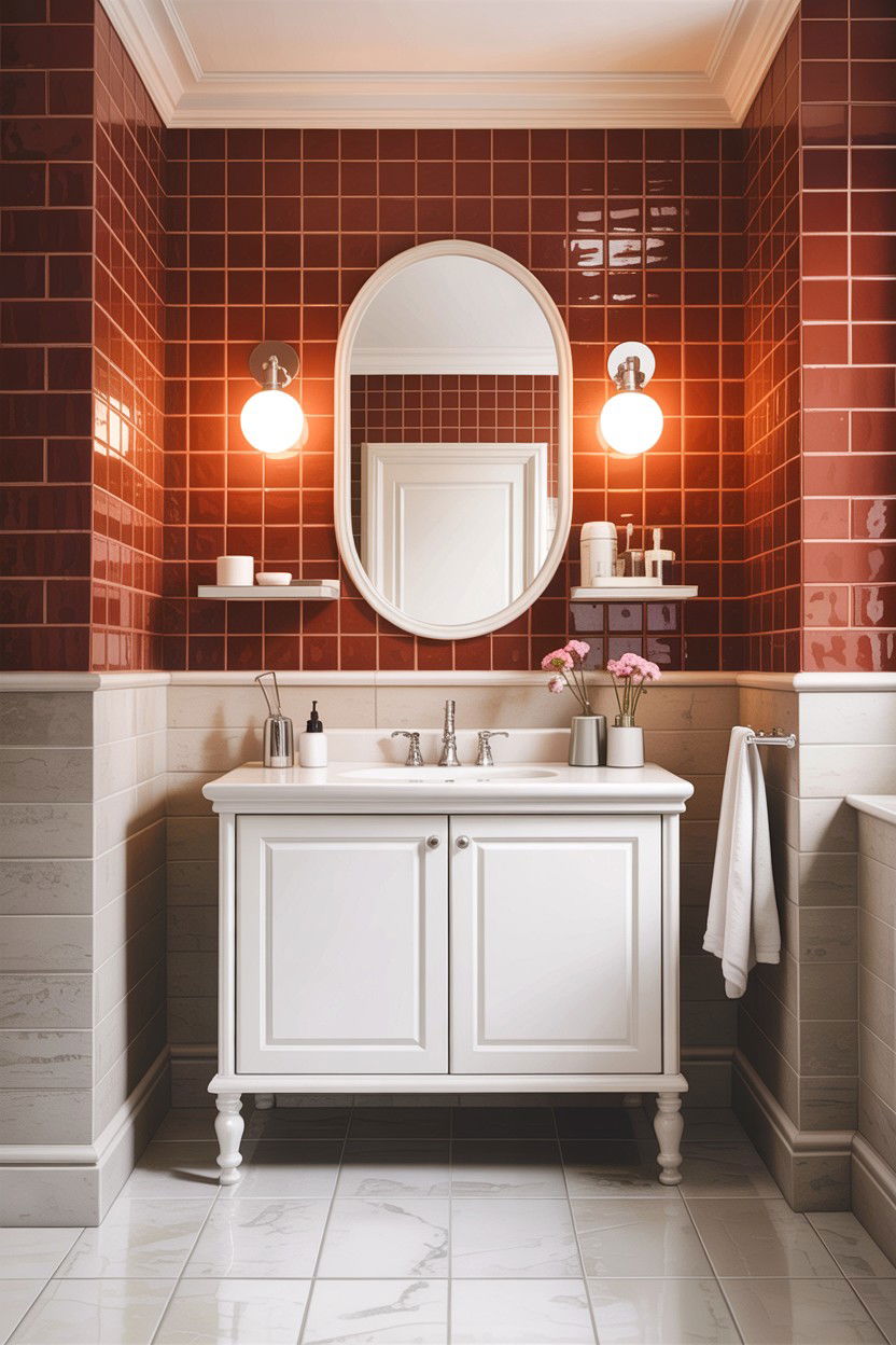Red Clay Tile White Grout - 30 contrasting grout bathroom ideas