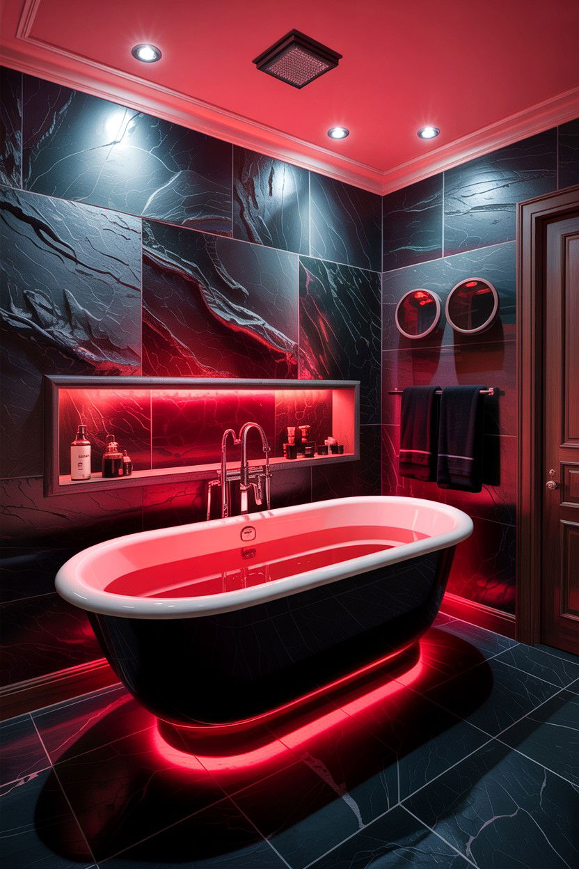 Red Light Bath - 30 chromotherapy bathroom ideas