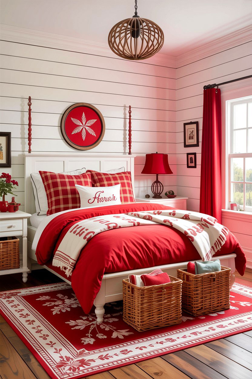 Red and white bedroom - 30 colorful bedroom ideas
