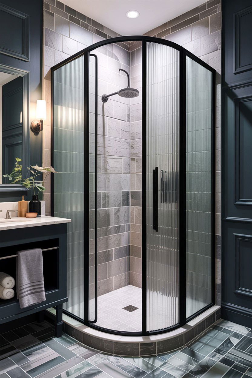 Reeded Glass Shower - 30 cool neutral bathroom ideas